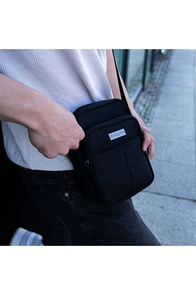 zagatto Men's Crossbody Sling Bag, Black, Waterproof, Front Zipper Pocket, 17x22x8 cm, ZG706
