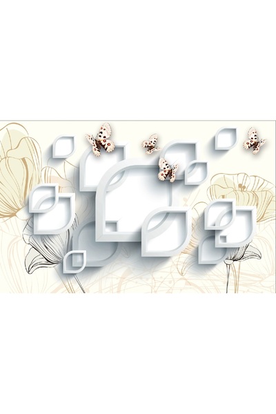 media Fototapet de perete autoadeziv si lavabil Bujori, fluturi, maci, 400 x ...