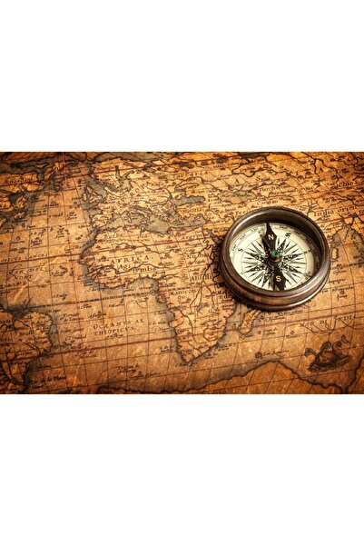 media Fototapet de perete autoadeziv si lavabil Harta cu busola, 220 x 135 cm
