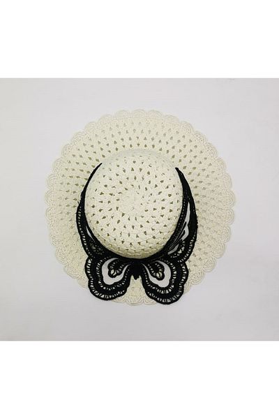 By Piera Girl's Butterfly Lace Straw Hat 8807