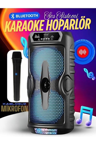 nextbuy Büyük Boy Party Box Bluetooth Hoparlör Taşınabilir Şarjlı Kablosuz Karaoke Mikrofonlu Ses Sistemi