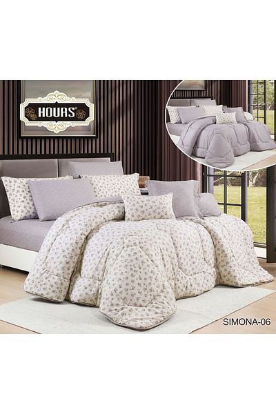 HOURS طقم لحاف من هورس نفر 4قطع مشجر بنقشة عصرية ومميزة وجهين SIMONA-06B