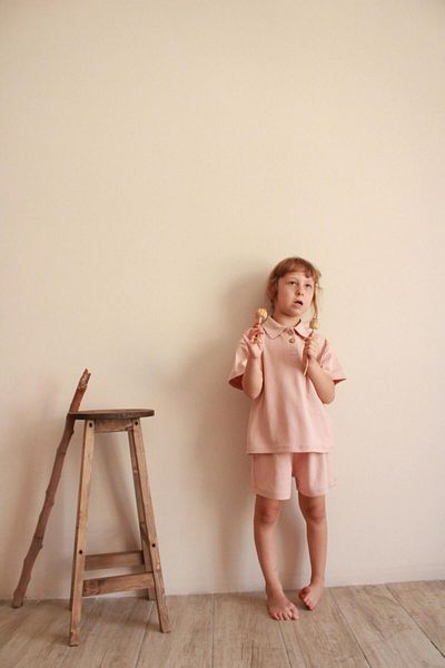 Oh La La Koala For Little Ones Leaf Embroidered Polo Neck Shorts Suit