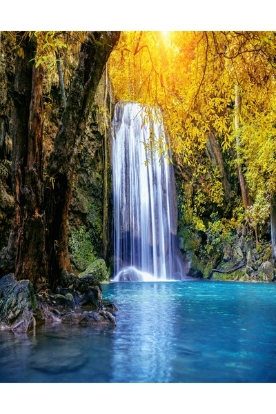 media Fototapet Cascada47 Cascada din padure toamna, 150 x 205 cm