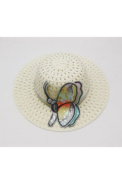By Piera Girl's Sequin Butterfly Straw Hat 8796