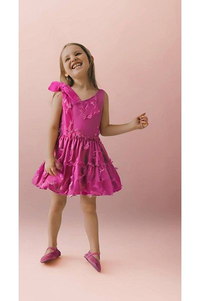 anonim Girl's Thread Detailed One Shoulder Tie Detailed Dress
