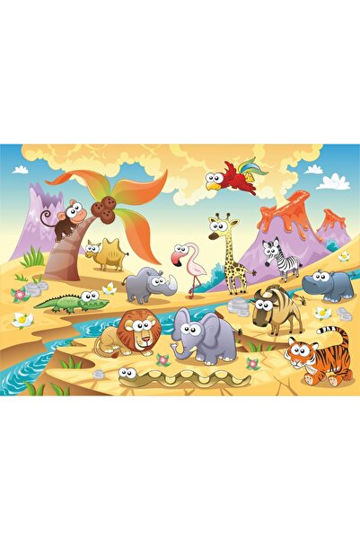 media Fototapet autocolant Animale din jungla, desene copii, 350 x 200 cm