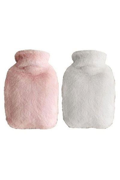 Bosphorus Warm Water Bag 2 Pcs, Plush Thermofor with Side Pocket 27X17X2Cm 750ml