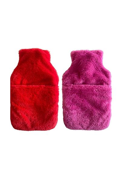 Bosphorus Warm Water Bag 2 Pcs, Plush Thermofor with Pocket 32,5X17,5Cm 1500 ml