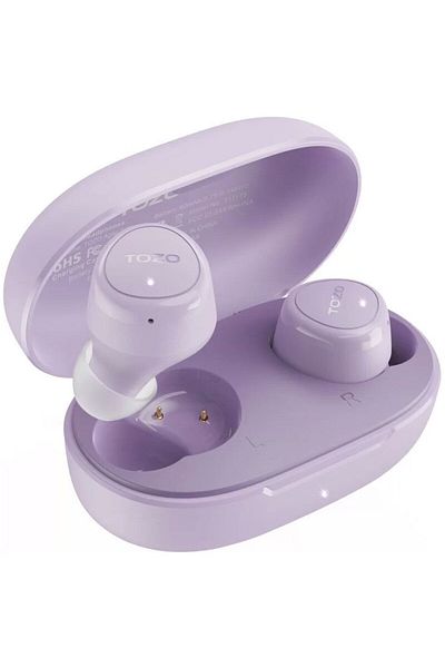 Smart Vibe In-Ear Headphones True Wireless TOZO® AgileSolo Stereo Sound ORIGX, Noise Reduction, Comfort Fit, Purple