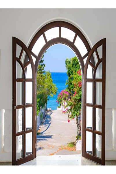 media Fototapet autocolant Poarta lemn, mare, flori, 200 x 255 cm