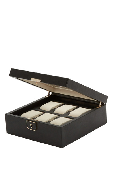 Wolf Palermo 6'lı Deri Saat Kutusu USB Şarj Girişli Kilitli 23x22x9 cm