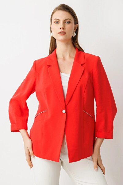 Ekol Stripe Stone Detailed Double Sleeve Jacket 4544-25