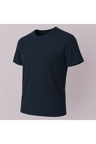 trender Interlock O Neck Indigo Men's T-Shirt with Needle Discharge 2915