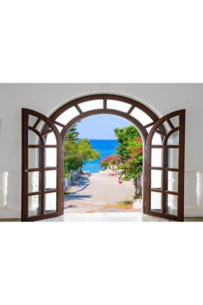 media Fototapet autocolant Poarta lemn, mare, flori, 270 x 200 cm