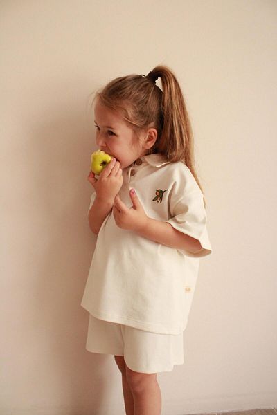 Oh La La Koala For Little Ones طقم شورت بياقة بولو مطرزة بالزيتون