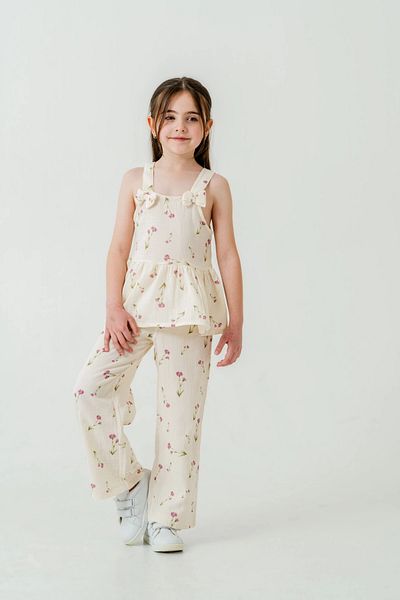 My Hanne Flower Patterned Girl's Muslin Set 3817