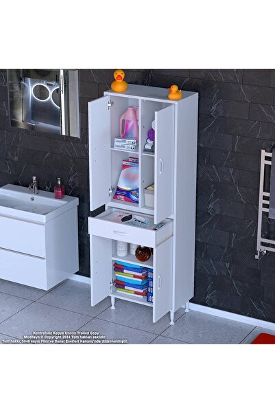 Modilayn 55 x 173 x 32,5 cm’lik 1 Çekmece 4 Kapak 3 Raf 6 Gözlü,Organizatör Mutfak Dolabı Çok Amaçlı Dolap