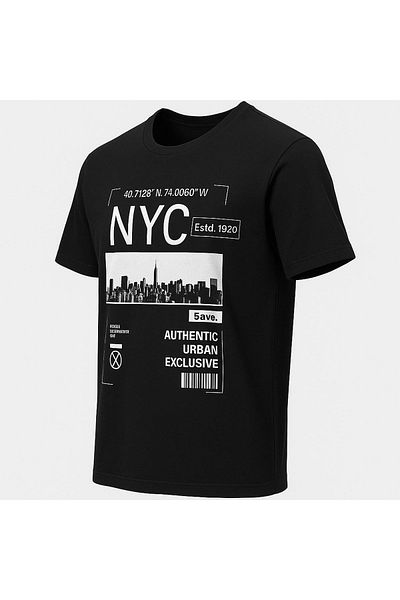 trender Nyc Print Black Men's T-Shirt