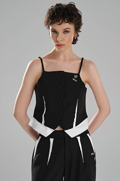 tw3 Γυναικείο Crop Bustier με Μεταλλικά Αξεσουάρ και Σχέδιο με Ποπλίνα