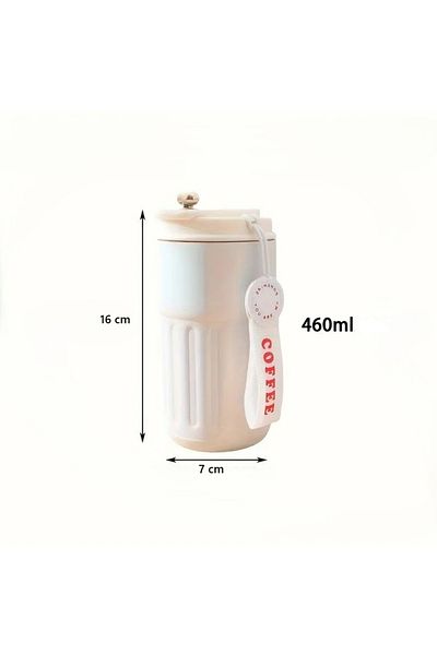 zola Cana termica LED, 460 ml, inox, pereti dubli, inchidere etansa, 16x7 cm, crem