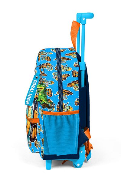 Coral High Rucsac cu șnur cu fantă mică, model de dinozaur albastru portocaliu, două compartimente 24071