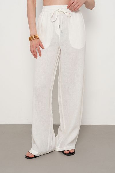 Orfeo Negro Women's 100% Linen Bolted Legs Solid Color Pants