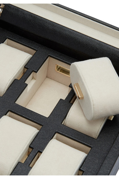 Wolf Palermo 6'lı Deri Saat Kutusu USB Şarj Girişli Kilitli 23x22x9 cm