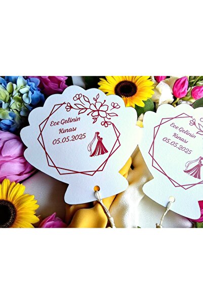 Armada 10 Adet Kişiye Özel Karton Kına Gecesi Hediyelik Yelpaze ( 18 cm * 18 cm)