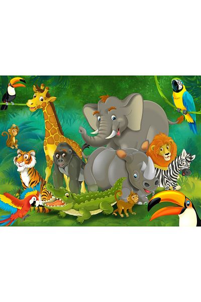 media Fototapet Animale din jungla, desene copii4, 200 x 150 cm