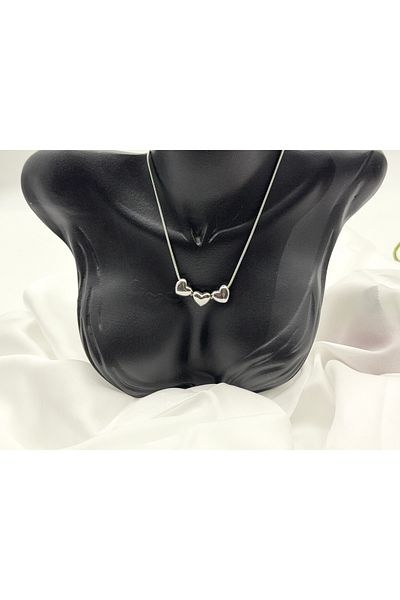 Lunays Stainless Steel Heart Women Necklace Silver Color