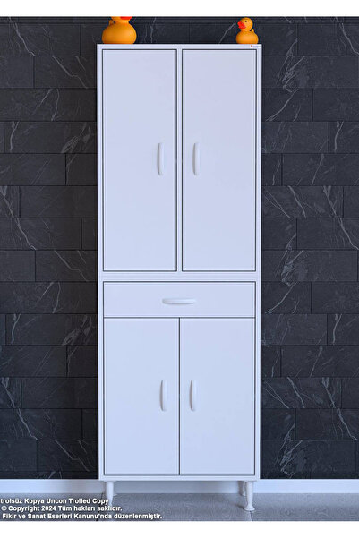 Modilayn 55 x 173 x 32,5 cm’lik 1 Çekmece 4 Kapak 3 Raf 6 Gözlü,Organizatör Mutfak Dolabı Çok Amaçlı Dolap