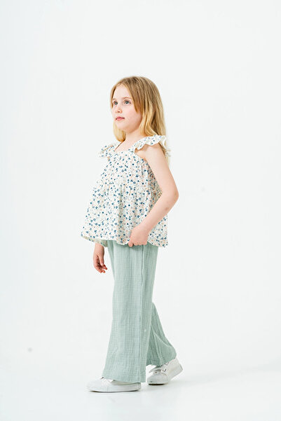 My Hanne Flower Embroidered Girl's Muslin Set 3815