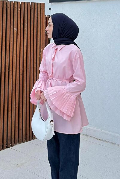 lamelif Πλισέ Μακρύ Πουκάμισο Candy Pink