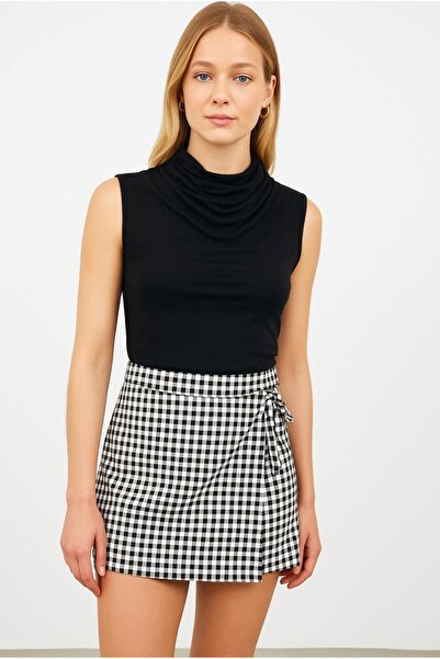 Bukamiss Degaje Yaka Kolsuz Bluz - Siyah