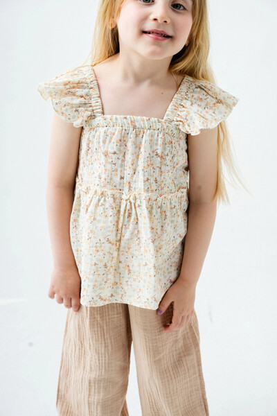 My Hanne Flower Embroidered Girl's Muslin Set 3815