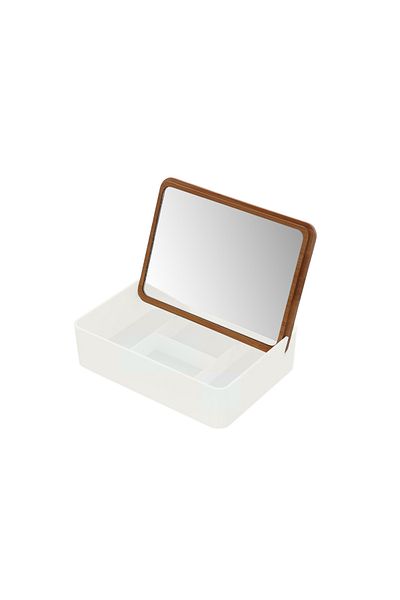Feridras Smack square box for jewelry/cosmetics, with mirror, 18x13x5cm, white