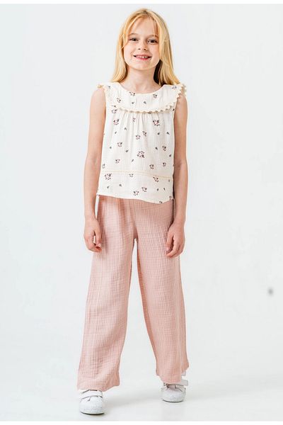 My Hanne Flower Patterned Girl's Muslin Set 3828
