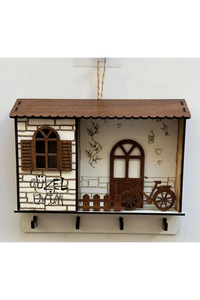 Melike "nin Atölyesi Ahşap Ev Anahtarlık Askısı Kapı Önü Askılık Ev Kapı Süsü...