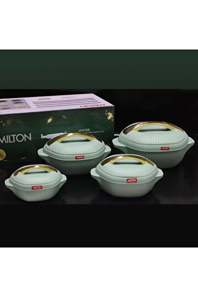 Un Milton Food Container Set of 4 Pieces 2.5L 1.5L 1L 0.5L Green/Gold