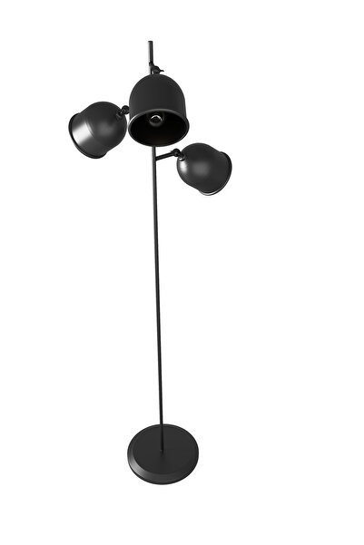 avizade FlexArt Modern 3 Başlıklı Siyah Metal Lambader