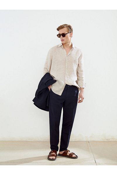 LC Waikiki Regular Fit Long Sleeve Linen Men's Shirt