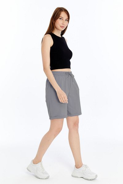OXVİN Women's Oversize Soft Textured Shorts Modal Blended Folded Leg