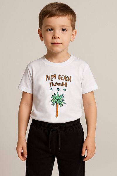 e-çocuk Set băieți din bumbac pieptănat cu pantaloni scurți imprimați Palm Beach