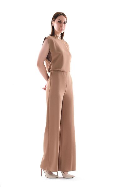 EXPLOSION Lined, Wide Leg Jumpsuit with Hidden Zipper at the Back