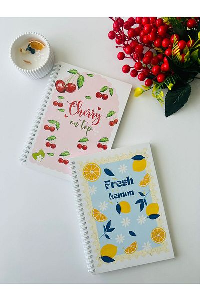 ADA OFİS KIRTASİYE A5 Spiral Cardboard Cover Set of 2 Checkered School Notebook 80 Sheets