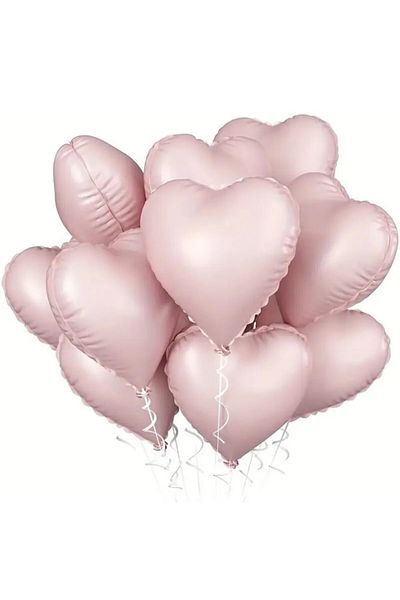 tedaks 5Pcs 18Inch 45cm Retro Heart Foil Balloon Soft Pink