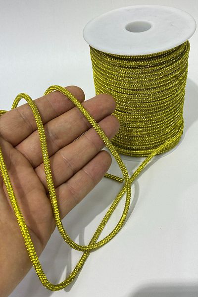 Limelia Yellow Full Tight Stone Pipe Ribbon Cord