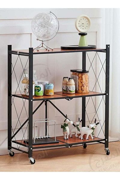 Generic 3 Tier Foldable Storage Shelf Unit Heavy Duty Storage Shelving Unit For Kitchen Garage And Laundry B