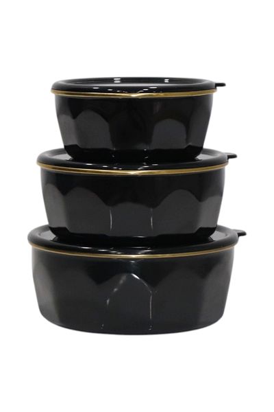 PR HOME Corner Enamel Triple Storage Set Black